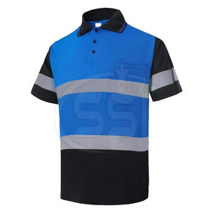 Construction and Maintenance Safety Polo Shirt Breathable Reflective Water Proof ANSI Class 2 <b>LED</b> Flash Professional Style - Product Image 2