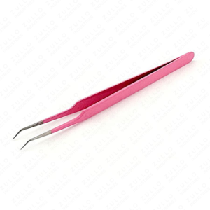 Stainless Steel Eyelash Extension Tweezers Pink Tip Precision Lash <b>Tool</b> Custom Logo Packaging Professional - Product Image 3