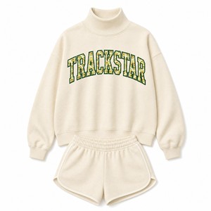 ชุดกีฬาผู้หญิง เสื้อคอเต่าปักลาย Trackstar พร้อมกางเกงขาสั้น รุ่น TS-SET-050 - Product Image 1