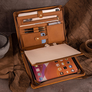 Personalized Top Grain Leather Portfolio A4 Custom Folder <b>Notepad</b> Case Business Padfolio Document Organizer - Product Image 6