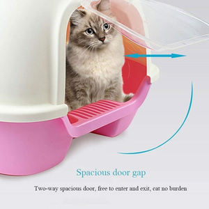 <span class=keywords><strong>Bac</strong></span> à litière pour chat à <span class=keywords><strong>double</strong></span> porte, grande capacité, avec poubelle optionnelle, 75 L, en PP, facile à nettoyer, anti-éclaboussures, multicolore - Product Image 2