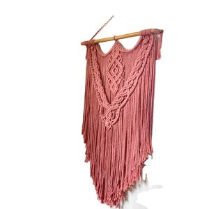 Fait à la main moderne bohème rose macramé coton tenture murale personnalisable moderne décoration de la maison mobile - Product Image 5