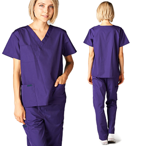 Uniforme d'infirmière personnalisé pour hommes et femmes, ensemble haut et pantalon, pochettes Cargo, col en V, gommage médicale, 2 pièces, pièces - Product Image 2