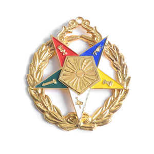 Venta al por mayor: Joya de collar religiosa de la Estrella del Este Masónica OES con acabado dorado, esmalte duro multicolor, para oficiales ceremoniales. - Product Image 1