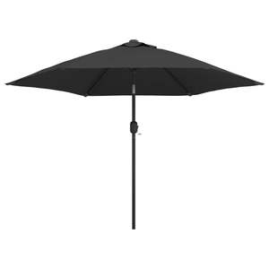 Parasol de jardin en polyester anthracite avec base en acier, diamètre 118,1 pouces, élégant parasol de terrasse et base - Product Image 2
