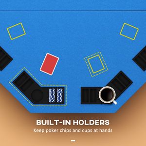 Tavolo da Poker Pieghevole Ottagonale Blu da 47 Pollici con Portabicchieri per Serate di Gioco e Intrattenimento - Product Image 6