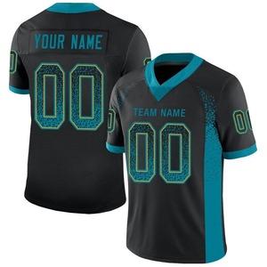 Maillot de football personnalisé noir, bleu sarcelle et or vieilli, style Drift, authentique, en maille, pour équipe, OEM - Product Image 2