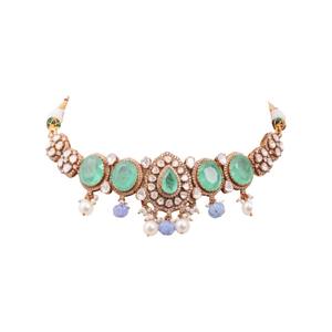 Collier en argent 925 en forme de poire Gajaah, émail Kundan, plaqué or, bijoux traditionnels légers et festifs pour femmes - Product Image 2