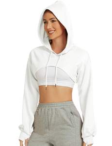 ชุดวอร์มไหมพรมแบบมีฮู้ดสำหรับผู้หญิงไซส์ใหญ่  แบบสวมใส่สบายๆ สไตล์สปอร์ต  ชุดสองชิ้น เสื้อครอปแขนยาวติดซิป  สำหรับฤดูหนาว - Product Image 3