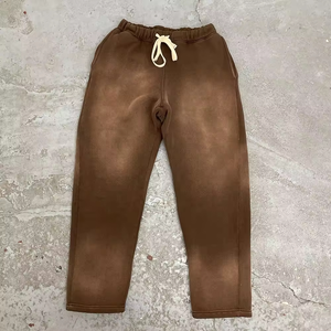 กางเกงขาสั้นผ้าฝ้ายซิปแบบ OEM ODM ลายซันเฟด และชุดเซ็ตเสื้อฮู้ดดี้โอเวอร์ไซส์วินเทจสโตนวอชพร้อมกางเกงขายาว  รับทำโลโก้ตามสั่ง - Product Image 3