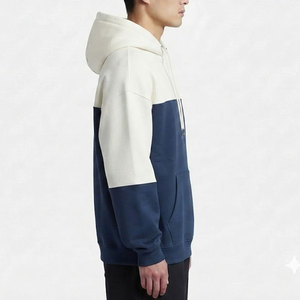 Custom Men's Color Block Hoodie <b>Navy</b> Blue Grey Pullover <b>Sweatshirt</b> Kangaroo Pocket Streetwear Casual Wear - Product Image 5