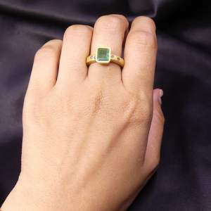 Pierre précieuse émeraude diamant multicolore classique traditionnelle, dernière collection, cadeau pour fiançailles, mariage, fête, plaqué or, argent sterling - Product Image 4