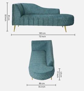 Chaise longue moderne en velours avec design capitonné et pieds effilés pour le mobilier de salon - Product Image 6