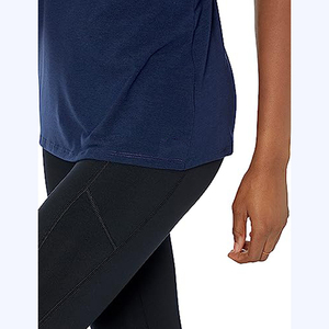 Camiseta sin mangas deportiva para mujer con espalda cruzada, para yoga y fitness, de secado rápido, cuello redondo, 100% algodón/poliéster, con logotipo personalizado - Product Image 2