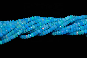 Perles Rondelle à facettes en opale éthiopienne bleue 4-5mm perles d'opale bleue Welo pour la fabrication de bijoux - Product Image 2