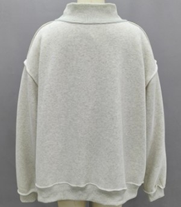 Custom Women Oversized Mock Neck Sweatshirt with Contrast Rib Collar Cuffs and Hem heavyweight fleece mockneck women sweatshirts - Product Image 1