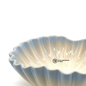 <b>Large</b> Decorative Ceramic <b>Bowl</b> pastel blue and cream-white Serving Dish for Kitchen Countertop & Dining Table Decor Piece - Product Image 3