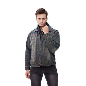 Veste en jean délavé pour homme, coupe droite, boutonnée, couleur unie, décontractée, pour l'automne, en coton, avec détails de surpiqûres - Product Image 4
