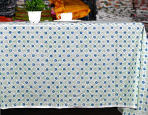 Petite nappe en coton 100% imprimé de blocs de main de conception florale pour la salle à manger quotidienne et la décoration intérieure - Product Image 5