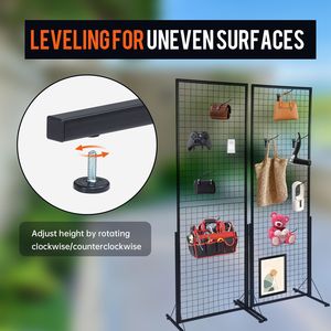 ชุดแผงลวดแสดงสินค้าแบบสองด้าน ขนาด 24x67 นิ้ว จำนวน 2 ชุด พร้อมฐานตั้งแบบ T สำหรับร้านค้าปลีกและงานแสดงสินค้าหัตถกรรม - Product Image 5