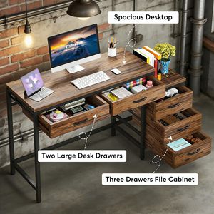 โต๊ะคอมพิวเตอร์แบบมีลิ้นชักแบบพลิกกลับได้พร้อมโต๊ะเขียนหนังสือ ทนทานและใช้งานได้จริง - Product Image 3