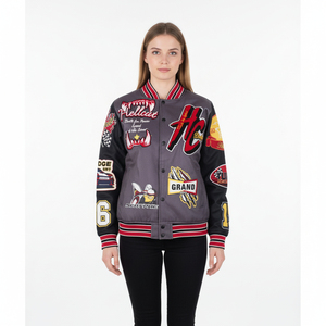 Veste universitaire personnalisée avec broderie et patchwork, col rabattu, style streetwear automne, matière de qualité supérieure, veste unisexe - Product Image 4