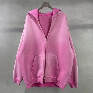 Sudadera con Capucha y Cremallera para Mujer, Mezcla de Poliéster/Algodón, Secado Rápido, Hombros Caídos, Manga Larga, Color Sólido, Estilo Oversize - Product Image 1