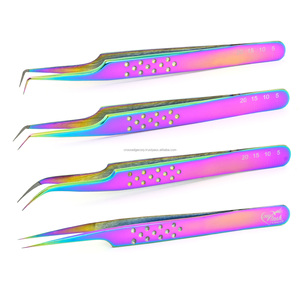 Best lash extension tweezers fiber tip eyelash extension tweezers Stainless Steel with Eyelash Isolation Tweezer Volume Lashes - Product Image 1