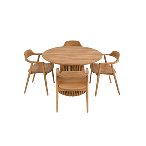 ARTERRA Ensemble de salle à manger de luxe écologique en teck massif fait main avec table à plateau lamellé et fauteuils modernes pour maison, appartement, hôtel, villa - Product Image 2