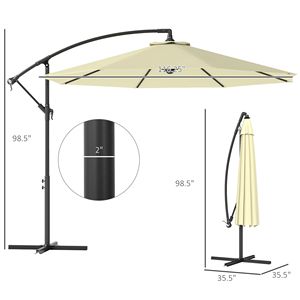 Ombrellone a braccio laterale beige da 3 metri con base a croce, resistente ai raggi UV e all'acqua, ideale per ristoranti (peso non incluso) - Product Image 3