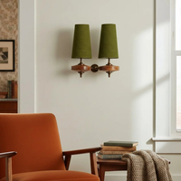 Lampe murale vintage française en bois massif, lampe de chevet rétro de luxe pour chambre à coucher, lumière d'ambiance pour mur de fond de salon