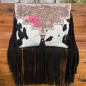 High Quality Manufacturers Hand <b>Tooled</b> <b>Leather</b> Fringe Crossbody Bags Large Capacity Genuine Cowhide <b>Leather</b> Women's Shoulder Bag - Product Image 3