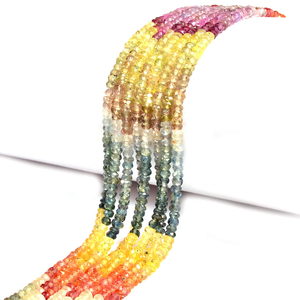 ลูกปัดแซฟไฟร์ทรงรอนเดลหลายเหลี่ยม AAA ขนาด 3 มม. ความยาว 16 นิ้ว สำหรับทำเครื่องประดับ - Product Image 5