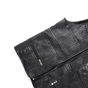 Veste de motard moderne en cuir sans manches pour homme, style urbain robuste et tendance, respirante - Product Image 6