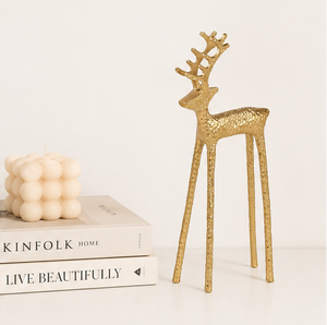 Estatua de reno dorada de lujo, escultura minimalista de animal, estilo nórdico estético, decoración navideña para sala de estar y oficina. - Product Image 2