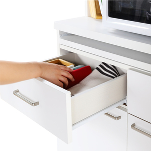 Modern <b>White</b> Living Room <b>Cabinet</b> Flat Panel Door 4 Drawers 0 Shelves Lockable Wood <b>Storage</b> Minimalist Design Home Furniture - Product Image 5