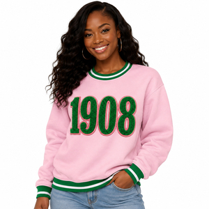 Sudadera de Invierno 100% Algodón Estilo Hermandad Griega Sigma Rosa Verde Alfa 1908 Negra - Product Image 5