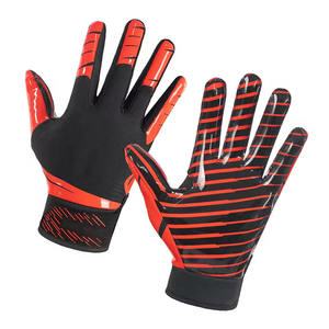 Red Embossed Pattern Outdoor Sports Gloves With Non Slip Palm For Football Use - Product Image 6