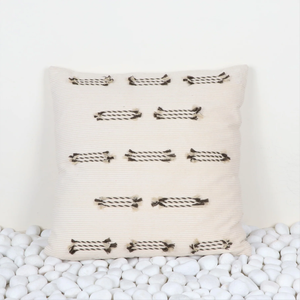 Hand Tufted Texture Boho Ivory and <b>Green</b> Stripe Fringe Cushion <b>Cover</b> Handmade Decorative Pillow Case for <b>Sofa</b> Bedroom Living Roo - Product Image 2