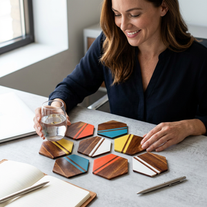Sous-verre en verre extra large, 100% os de chameau véritable, écologique, luxueux, personnalisable, résistant à l'huile, fait main en Inde - Product Image 1