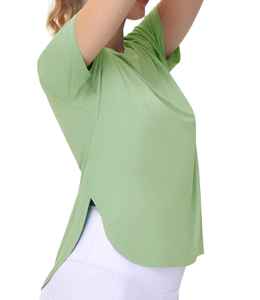 เสื้อยืดสีขาวเรียบสำหรับผู้หญิง ทรงปกติ เนื้อผ้านุ่ม 100% ผ้าฝ้าย สวมใส่สบายๆ สำหรับฤดูใบไม้ผลิ คอกลม แบบพื้นฐาน เป็นมิตรกับสิ่งแวดล้อม - Product Image 6