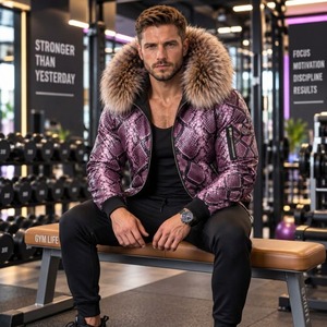 <b>Men's</b> Exotic Leather Zip Front Jacket with Fox Fur Hood Premium Urban Fashion <b>Coat</b> | Herren Lederjacke | Chaqueta Hombre Cuero - Product Image 5