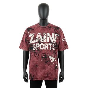 เสื้อยืดผู้ชายทรงหลวม พิมพ์ลายแบบวินเทจ ผ้าคอตตอนเจอร์ซีย์เนื้อหนัก ซักย้อมแบบแอซิดวอช 100% คอตตอน - Product Image 1