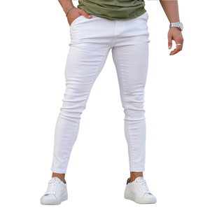 Pantalon Homme Droit en Tissu Tricoté Lavé et Respirant avec Patchs Artistiques - Product Image 1