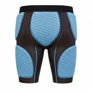Pantalones cortos de fútbol americano para adultos, color azul pastel, con protección acolchada, resistentes a impactos, transpirables, de compresión, atléticos. - Product Image 2
