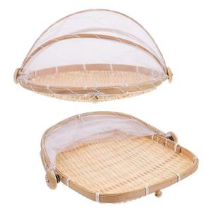Panier de décantation en bambou du Vietnam, fait main, rond, couvercle alimentaire pour table à manger, service de cuisine, pain, fruits et décoration rustique - Product Image 4