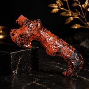 Handgeschmiedetes Mahagoni-Obsidian-Axt- und Messer-Set, handgefertigte Steinmesser, Sammlerstück und spirituelle Dekoration - Product Image 5