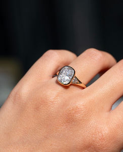 IGI/GIA Lab Grown Cut Diamond Vintage 14k Yellow Wedding/Engagement Ring Unisex Fine White Gold <b>for</b> Anniversary Party-Worthy - Product Image 1