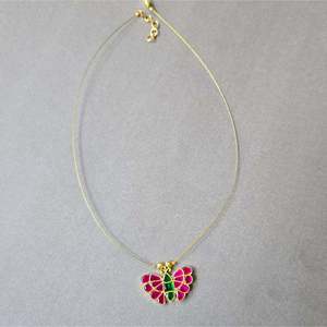 14K Gold Plated Invisible Chain with Butterfly Pendant Natural Pearl & Zircon - Product Image 4