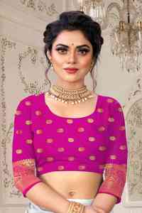 Sari en soie vert et rose avec bordure brodée or, tenue de mariage traditionnelle pour femmes, Inde, Pakistan - Product Image 4